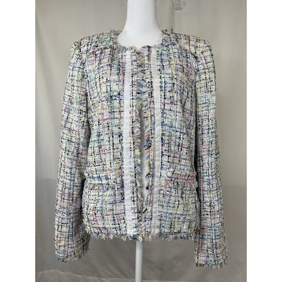 Worthington Women's M Tweed Blazer Jacket White Multicolor Pink Old Money Classy - Picture 2 of 14